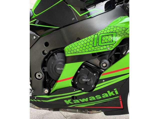 Preisgünstige Kawasaki ZX10R Motorrad Verkleidung 2021-2025 - Grun Glanzendes Schwarz