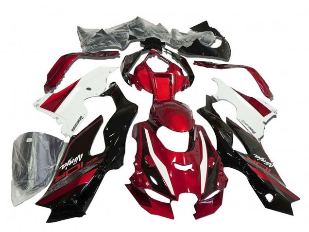 Preisgünstige Kawasaki ZX10R Motorrad Verkleidung 2021-2025 - Rot Weiss Glanzendes Schwarz