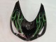 Preisgünstige Kawasaki ZX14R ZZR1400 Motorrad Verkleidung 2006-2011 - Glanzendes Schwarz Grun Flamme