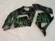 Preisgünstige Kawasaki ZX14R ZZR1400 Motorrad Verkleidung 2006-2011 - Glanzendes Schwarz Grun Flamme