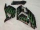 Preisgünstige Kawasaki ZX14R ZZR1400 Motorrad Verkleidung 2006-2011 - Glanzendes Schwarz Grun Flamme