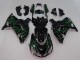 Preisgünstige Kawasaki ZX14R ZZR1400 Motorrad Verkleidung 2006-2011 - Glanzendes Schwarz Grun Flamme