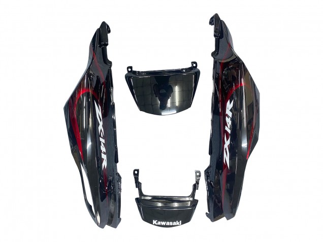 Preisgünstige Kawasaki ZX14R ZZR1400 Motorrad Verkleidung Kit 2006-2011 - Glanzendes Schwarz Rot Flamme