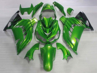 Preisgünstige Kawasaki ZX14R ZZR1400 Motorrad Verkleidung 2006-2011 - Grun Glanzendes Schwarz