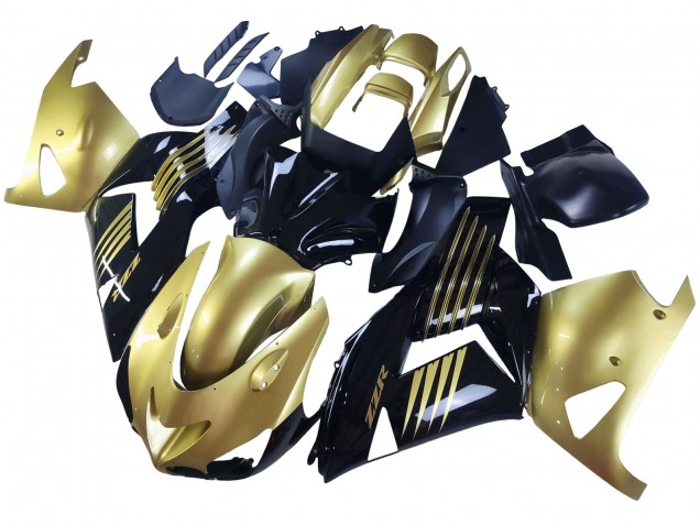 Preisgünstige Kawasaki ZX14R ZZR1400 Motorrad Verkleidung 2006-2011 - Gold Schwarz