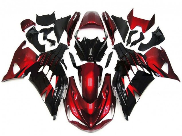 Preisgünstige Kawasaki ZX14R ZZR1400 Motorrad Verkleidung 2012-2024 - Rot Glanzendes Schwarz