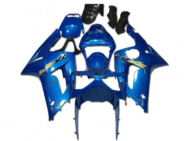 Preisgünstige Kawasaki ZX6R Motorrad Verkleidung 2003-2004 - Grun Weiss Schwarz Silkolene