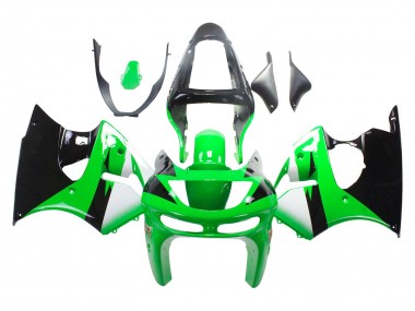 Preisgünstige Kawasaki ZX6R Motorrad Verkleidung 1998-1999 - Grun Weiss Glanzendes Schwarz