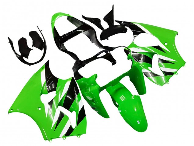 Preisgünstige Kawasaki ZX6R Motorrad Verkleidung 2000-2002 - Grun Weiss Schwarz