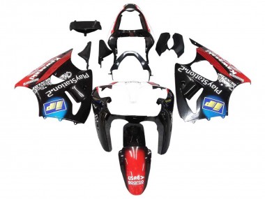 Preisgünstige Kawasaki ZX6R Motorrad Verkleidung 2000-2002 - Glanzendes Schwarz Rot Blau Rot PlayStation 2