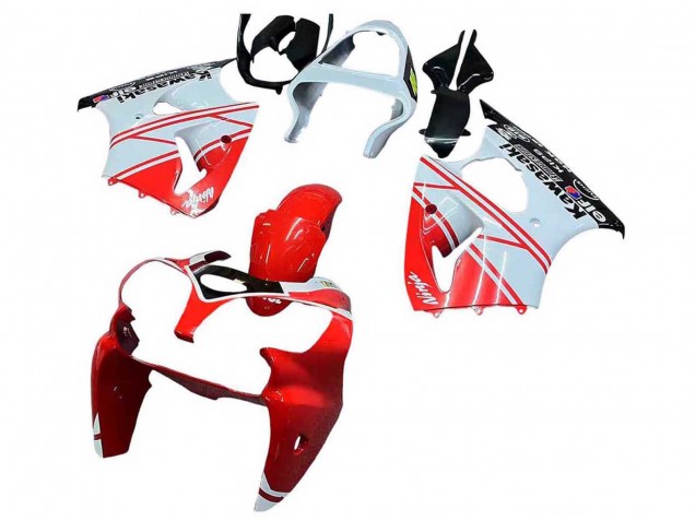 Preisgünstige Kawasaki ZX6R Motorrad Verkleidung 2000-2002 - Weiss Rot Schwarz