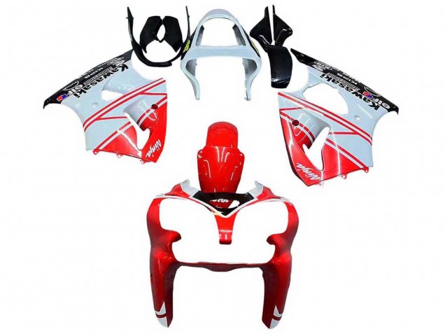 Preisgünstige Kawasaki ZX6R Motorrad Verkleidung 2000-2002 - Weiss Rot Schwarz