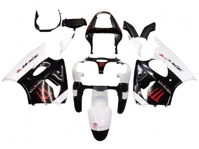 Preisgünstige Kawasaki ZX6R Motorrad Verkleidung 2000-2002 - Weiss Schwarz Rot Monster