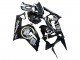 Preisgünstige Kawasaki ZX6R Motorrad Verkleidung 2003-2004 - Glanzendes Schwarz Weiss Motul Lucky Strike