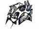 Preisgünstige Kawasaki ZX6R Motorrad Verkleidung 2003-2004 - Glanzendes Schwarz Weiss Motul Lucky Strike