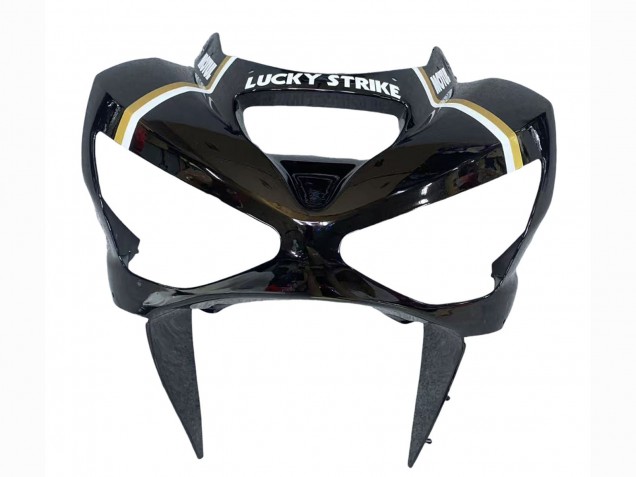Preisgünstige Kawasaki ZX6R Motorrad Verkleidung 2003-2004 - Glanzendes Schwarz Weiss Motul Lucky Strike