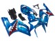 Preisgünstige Kawasaki ZX6R Motorrad Verkleidung 2003-2004 - Blau Weiss Rot Hai