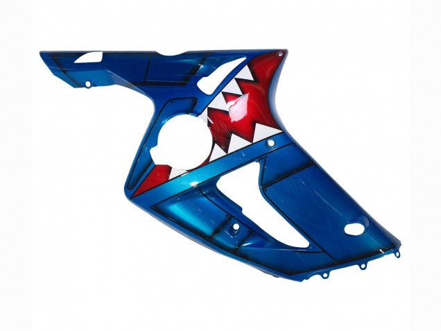 Preisgünstige Kawasaki ZX6R Motorrad Verkleidung 2003-2004 - Blau Weiss Rot Hai