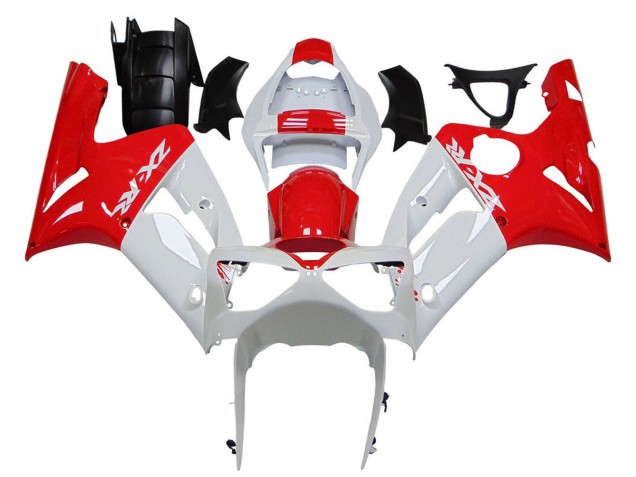 Preisgünstige Kawasaki ZX6R Motorrad Verkleidung 2003-2004 - Weiss Rot