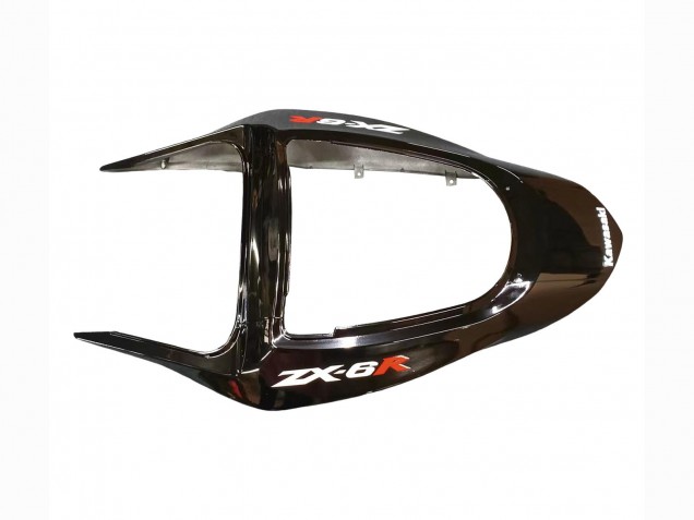 Preisgünstige Kawasaki ZX6R Motorrad Verkleidung 2003-2004 - Glanzendes Schwarz Rot Flamme
