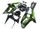 Preisgünstige Kawasaki ZX6R Motorrad Verkleidung 2003-2004 - Glanzendes Schwarz Grun Flamme
