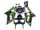 Preisgünstige Kawasaki ZX6R Motorrad Verkleidung 2003-2004 - Glanzendes Schwarz Grun Flamme