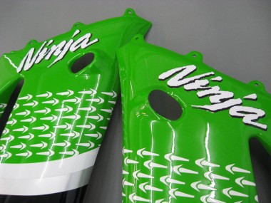 Preisgünstige Kawasaki ZX6R Motorrad Verkleidung 2003-2004 - Grun Weiss Schwarz Elf Bridgestone