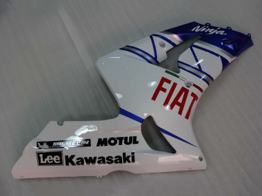 Preisgünstige Kawasaki ZX6R Motorrad Verkleidung 2003-2004 - Weiss Blau Rot Fiat