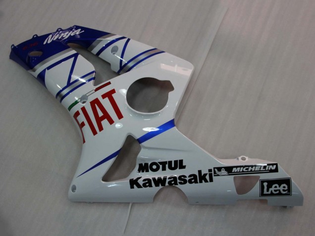 Preisgünstige Kawasaki ZX6R Motorrad Verkleidung 2003-2004 - Weiss Blau Rot Fiat