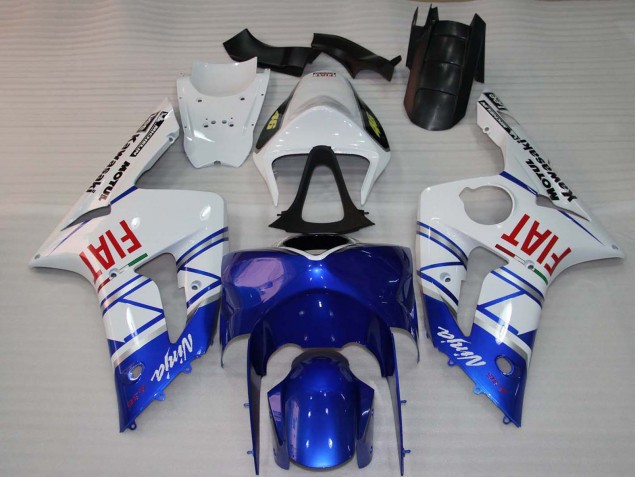 Preisgünstige Kawasaki ZX6R Motorrad Verkleidung 2003-2004 - Weiss Blau Rot Fiat