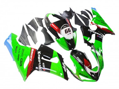 Preisgünstige Kawasaki ZX6R Motorrad Verkleidung 2005-2006 - Grun Rot Schwarz Elf 66