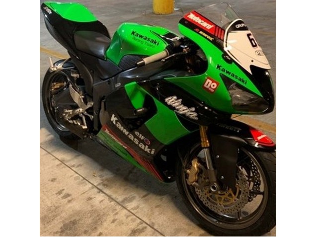 Preisgünstige Kawasaki ZX6R Motorrad Verkleidung 2005-2006 - Grun Rot Schwarz Elf 66