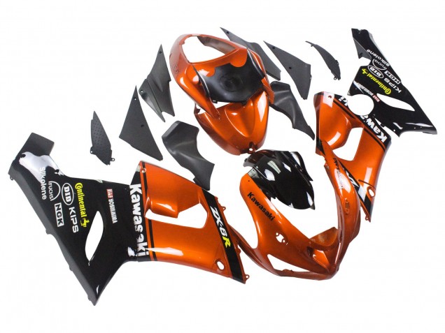 Preisgünstige Kawasaki ZX6R Motorrad Verkleidung 2005-2006 - Orange Schwarz