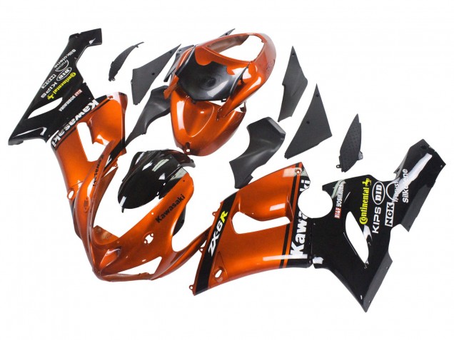Preisgünstige Kawasaki ZX6R Motorrad Verkleidung 2005-2006 - Orange Schwarz