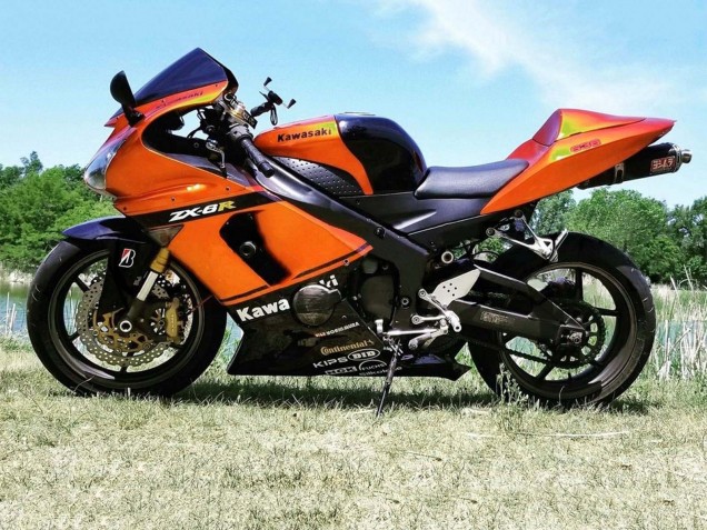 Preisgünstige Kawasaki ZX6R Motorrad Verkleidung 2005-2006 - Orange Schwarz