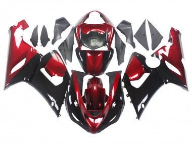 Preisgünstige Kawasaki ZX6R Motorrad Verkleidung 2005-2006 - Rot Glanzendes Schwarz