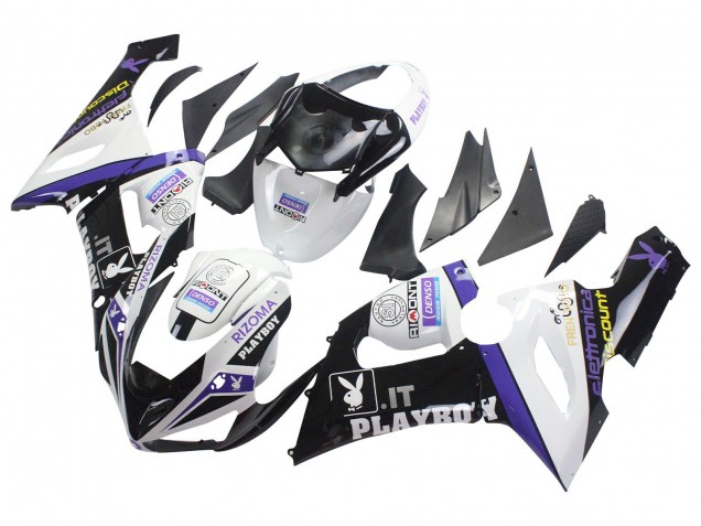 Preisgünstige Kawasaki ZX6R Motorrad Verkleidung 2005-2006 - Weiss Lila Schwarz Rizoma Playboy Denso