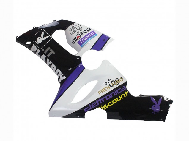 Preisgünstige Kawasaki ZX6R Motorrad Verkleidung 2005-2006 - Weiss Lila Schwarz Rizoma Playboy Denso