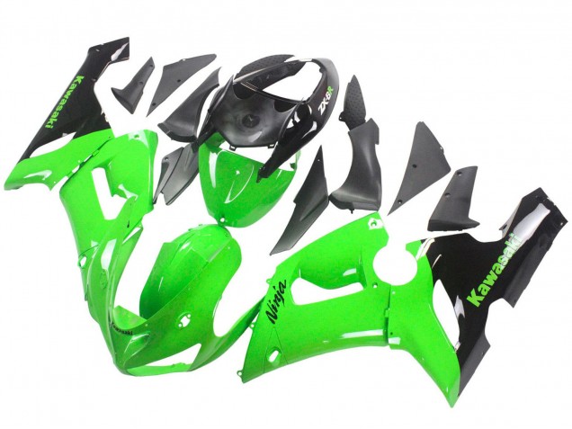 Preisgünstige Kawasaki ZX6R Motorrad Verkleidung 2005-2006 - Grun Schwarz Ninja