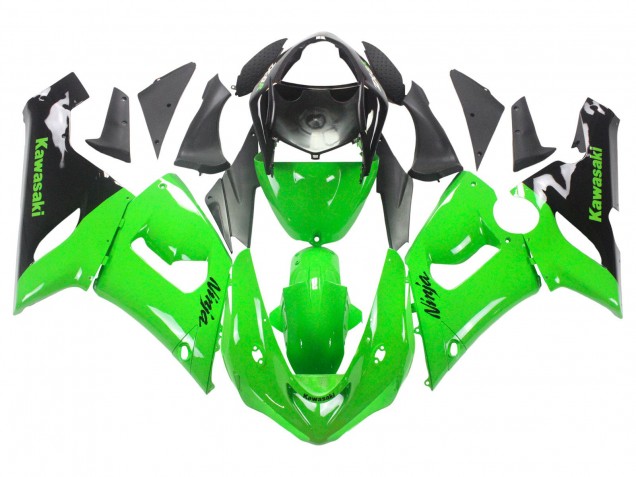 Preisgünstige Kawasaki ZX6R Motorrad Verkleidung 2005-2006 - Grun Schwarz Ninja