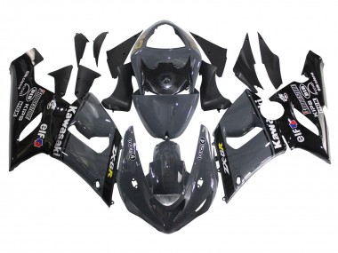 Preisgünstige Kawasaki ZX6R Motorrad Verkleidung 2005-2006 - Dunkel Grau Schwarz