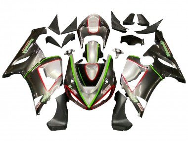 Preisgünstige Kawasaki ZX6R Motorrad Verkleidung 2005-2006 - Schwarz Silber Grun Rot K 26