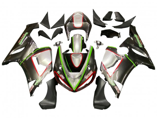 Preisgünstige Kawasaki ZX6R Motorrad Verkleidung 2005-2006 - Schwarz Silber Grun Rot K 26