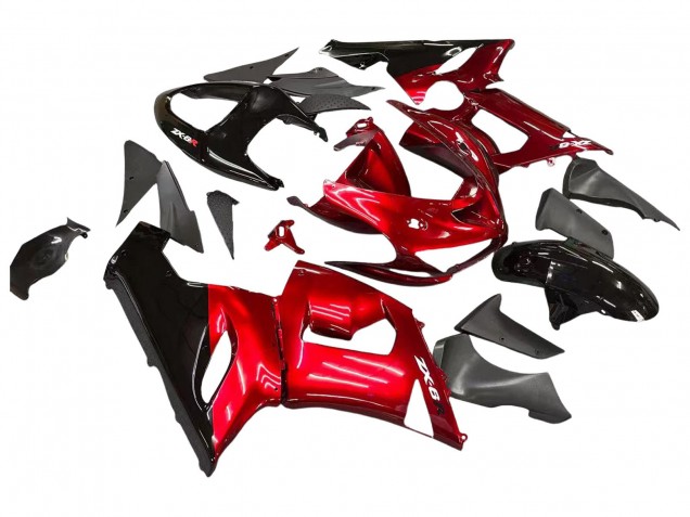 Preisgünstige Kawasaki ZX6R Motorrad Verkleidung 2005-2006 - Rot Schwarz