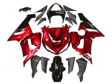 Preisgünstige Kawasaki ZX6R Motorrad Verkleidung 2005-2006 - Rot Schwarz
