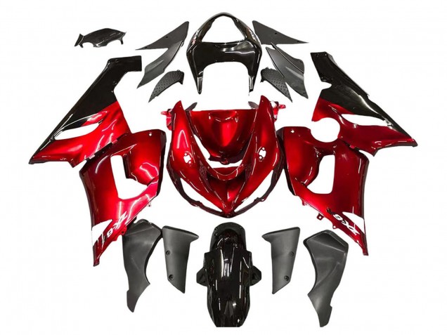 Preisgünstige Kawasaki ZX6R Motorrad Verkleidung 2005-2006 - Rot Schwarz