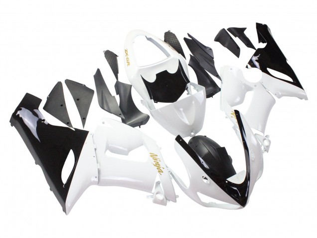 Preisgünstige Kawasaki ZX6R Motorrad Verkleidung 2005-2006 - Weiss Schwarz Gold Ninja