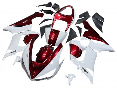 Preisgünstige Kawasaki ZX6R Motorrad Verkleidung 2005-2006 - Weiss Rot