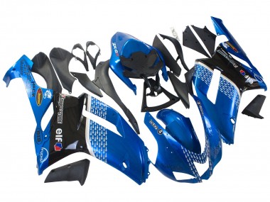 Preisgünstige Kawasaki ZX6R Motorrad Verkleidung 2007-2008 - Schwarz Blauer Elf