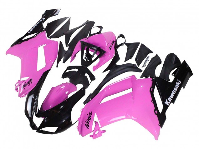 Preisgünstige Kawasaki ZX6R Motorrad Verkleidung 2007-2008 - Schwarz Rosa Ninja